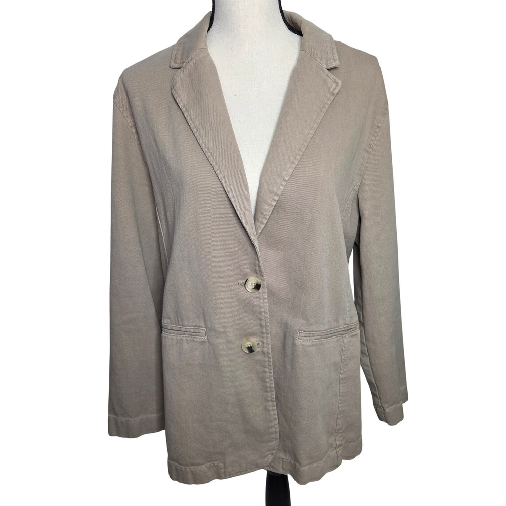 Calvin Klein Jeans Mens Tan Khaki Cotton Twill 2-Button Blazer Sport Coat Size M